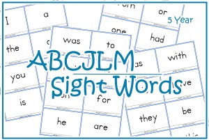 5 Year Sight Word Cards