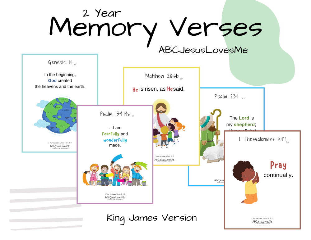 2 Year Memory Verse Cards